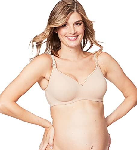 Cake Maternity Croissant Soft Wire Nursing Bra for Breastfeeding, Full Cup Flexi Wire Supportive Maternity Bra, 34C UK/ 34C US, Nude