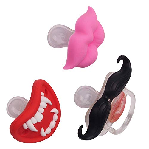 3Pcs Cute Kissable Mustache Pacifier for Babies Funny Lips Baby Pacifiers - BPA Free Latex Free