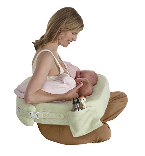 My Brest Friend Deluxe Nursing Pillow for Breastfeeding & Bottle Feeding, Enhanced Posture Support, Double Straps & Removable Extra Soft Slipcover, Green