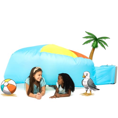The Original Patented AirFort - Build A Fort in 30 Seconds, Inflatable Fort for Kids, Play Tent for 3-12 Years, A Playhouse Where Imagination Runs Wild, Fan not Included (Beach Ball Blue)