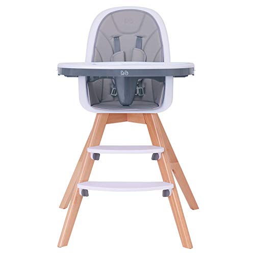 Baby High Chair, Wooden High Chair with Removable Tray and Adjustable Legs for Baby/Infants/Toddlers