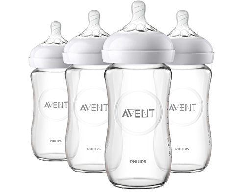Philips Avent Natural Glass Baby Bottle, Clear, 9oz, 4pk, SCF703/47