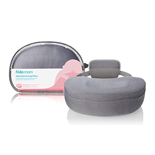 Frida Mom Adjustable Nursing Pillow | Customizable Breastfeeding Pillow for Mom + Baby Comfort with Back Support, Adjustable Wrap Around Waist Strap, Pockets for Heat Relief