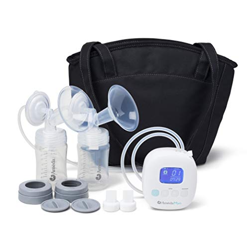 Ameda MYA Portable Hospital Strength Electric Breast Pump with Small Tote, Includes 24mm Flanges, Freezer-Safe Storage Bottles, and a Built-in Rechargeable Battery, White