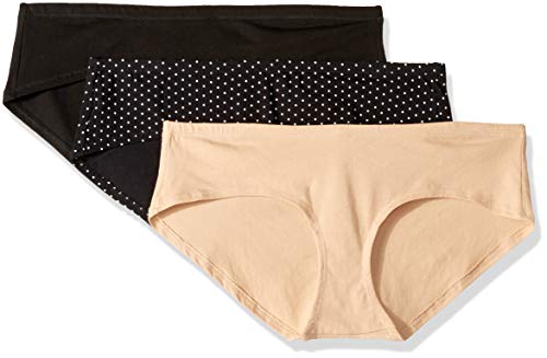 Motherhood Maternity Women's Hipster Panties, Black, Nude, dot Multi Pack, Medium (3-Pack)