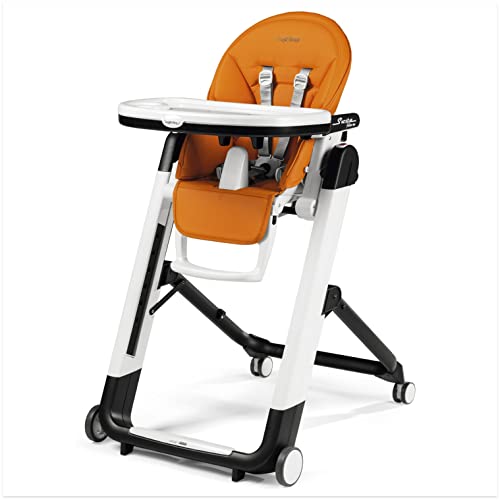 Peg Perego Siesta – Multifunctional Compact Folding High Chair – From Birth to Toddler – Recliner and High Chair – Made in Italy – Arancia (Orange)