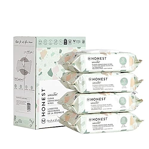The Honest Company Clean Conscious Wipes | 99% Water, Compostable, Plant-Based, Baby Wipes | Hypoallergenic, EWG Verified | Geo Mood, 288 Count