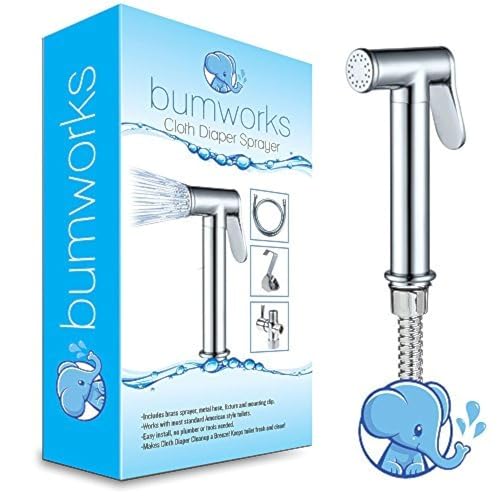 Bumworks Handheld Bidet Cloth Diaper Sprayer for Toilet | Bum Gun Butt Washer, Hand Held Bidet Hose Attachment Water Jet Spray Set | Baday Toilet Kit (Bedit Toilet Badae Biday Boday Toilet Seat)