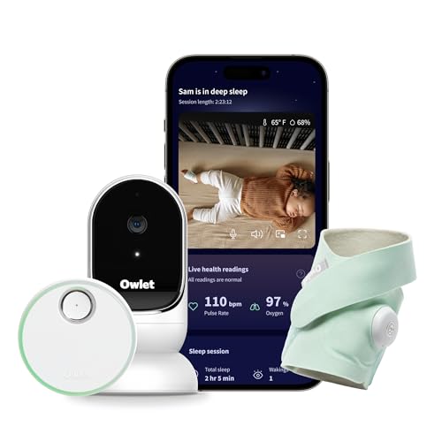 Owlet® Dream Duo Smart Baby Monitor: FDA-Cleared Dream Sock® Plus Owlet Cam - Tracks & Notifies for Pulse Rate & Oxygen While Viewing Baby in 1080p HD WiFi Video - Mint