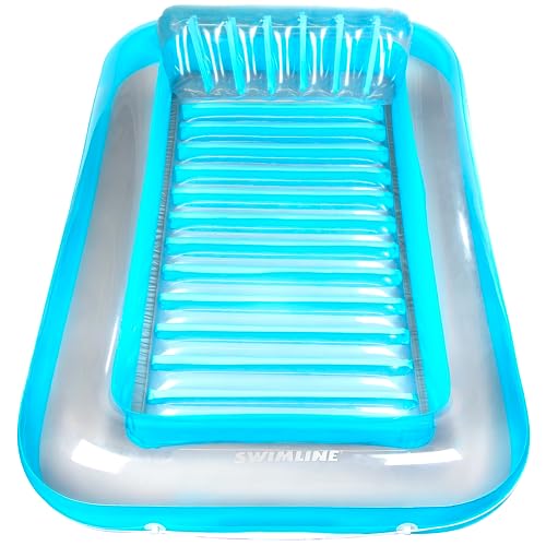 SWIMLINE Original Suntan Tub Classic Edition Inflatable Floating Lounger Blue | Personal Tanning Pool Hybrid Lounge | Comfort Pillow | Fill with Water | for Kids & Adults | Reflective Tanning Design