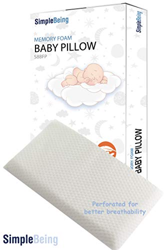 Simple Being Memory Foam Baby Pillow for Sleeping, Washable Breathable Organic Hypoallergenic Travel Cover for Infants, Toddlers