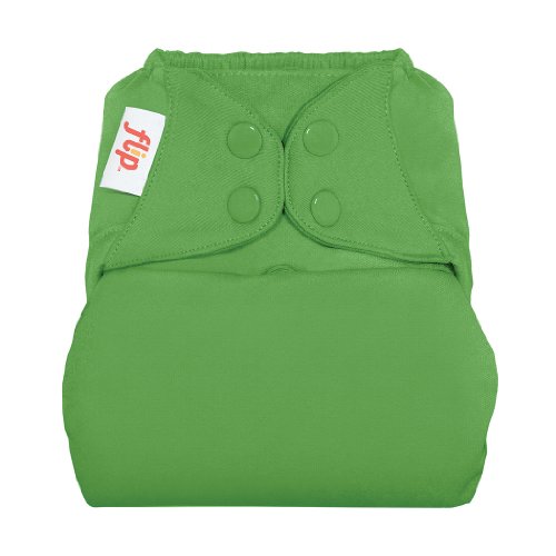 Flip Hybrid Reusable Cloth Diaper Cover with Adjustable Snaps and Stretchy Tabs - Fits Babies from 8 to 35+ Pounds (Ribbit)