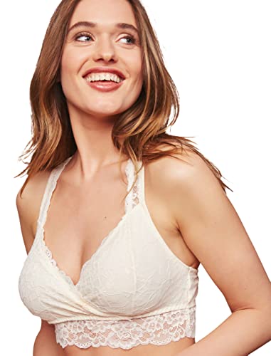 Motherhood Maternity Women's Lace Racerback Nursing Sleep Bralette, Egret, Small