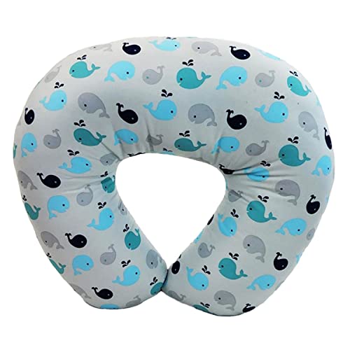 NurSit Nursing Pillow and Positioner, Hypoallergenic Breastfeeding or Bottle Feeding, Perfect for Bonding with Baby, Machine Washable, Whale