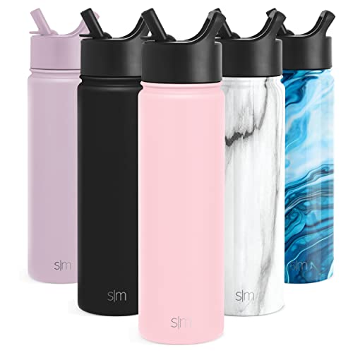 Simple Modern Water Bottle with Straw Lid Vacuum Insulated Stainless Steel Metal Thermos Bottles | Reusable Leak Proof BPA-Free Flask for Gym, Travel, Sports | Summit Collection | 22oz, Blush Pink