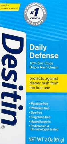 Desitin Daily Defense Baby Diaper Rash Cream with 13% Zinc Oxide Barrier Cream to Treat, Relieve & Prevent diaper rash, Hypoallergenic, Dye-, Phthalate- & Paraben-Free, Travel Size, 2 oz