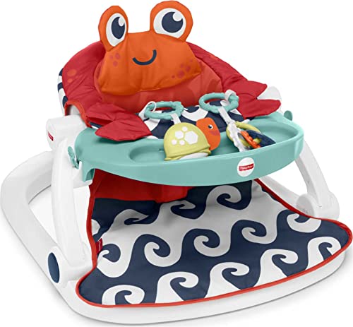 Fisher-Price Portable Baby Chair Sit-Me-Up Floor Seat With Snack Tray And Developmental Toys, Crinkle & Squeaker Seat Pad, Crab