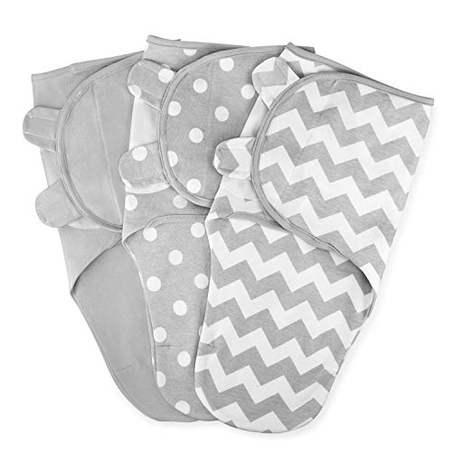 Swaddle Blanket Baby Girl Boy Easy Adjustable 3 Pack Infant Sleep Sack Wrap Newborn Babies by Comfy Cubs (Small (0-3 Month), Gray)