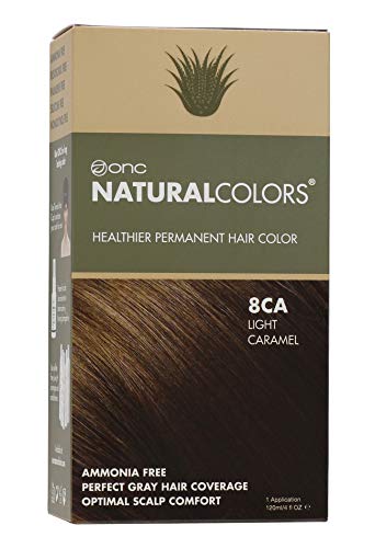 ONC NATURALCOLORS (8CA Light Caramel) 4 fl. oz. (120 mL) Heat Activated Healthier Permanent Hair Dye with Certified Organic Ingredients, Ammonia Free, Vegan Friendly, 100% Gray Coverage