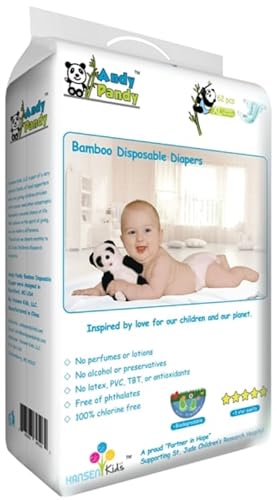 Andy Pandy Premium Disposable Diapers - XL - for Babies Weighing 26+ lbs - X-Large (Pack of 62)