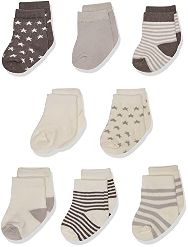 Touched by Nature baby boys Organic Cotton Casual Socks, Charcoal Stars, 0-6 Months US