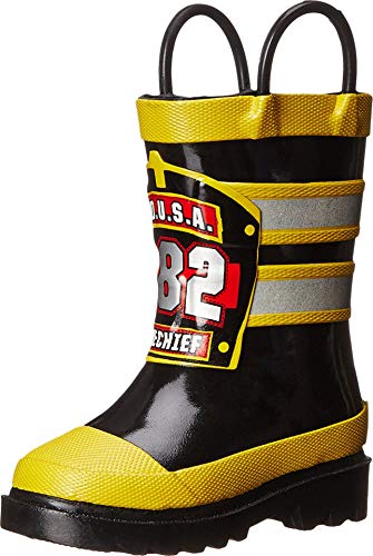 Western Chief Boys Waterproof Printed Rain Boot with Easy Pull On Handles, F.D.U.S.A, 10 M US Toddler
