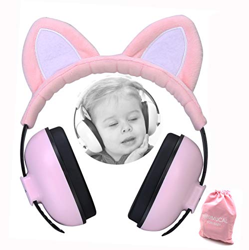 PORMUCAL Baby Ear Protection Ear muffs For 3 Months To 2+ Years Noise Reduction Hearing protection For Infant And Toddlers With Cat Ear. (pink)