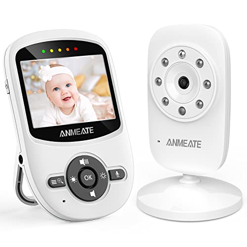 ANMEATE Video Baby Monitor with Digital Camera, Digital 2.4Ghz Wireless Video Monitor with Temperature Monitor, 960ft Transmission Range, 2-Way Talk, Night Vision, High Capacity Battery (2.4inch)