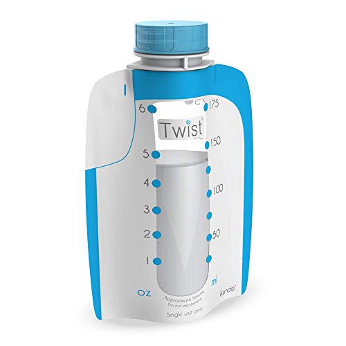 Kiinde Twist Pouch Direct-Pump Direct-Feed Twist Cap Breast Milk Storage Bags for Pumping, Freezing, Heating and Feeding, Pre-Sterilized, 6 Ounce, pack of 80