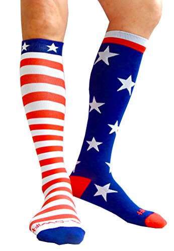 Compression Socks (1 pair) for Women & Men by A-Swift (Stars & Stripes, L/XL)