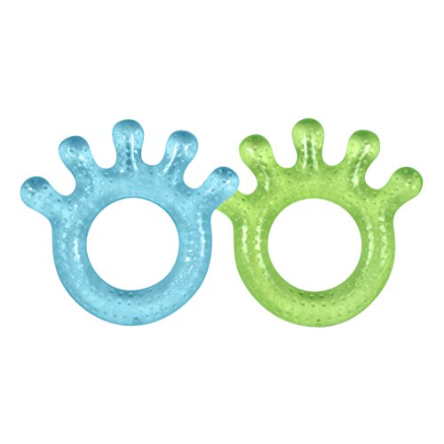 green sprouts Cooling Teether| Soothes gums & promotes healthy oral development |Safer plastic filled with sterilized water,Chill for extra relief,Textured surface to massage gums,2 Count (Pack of 1)