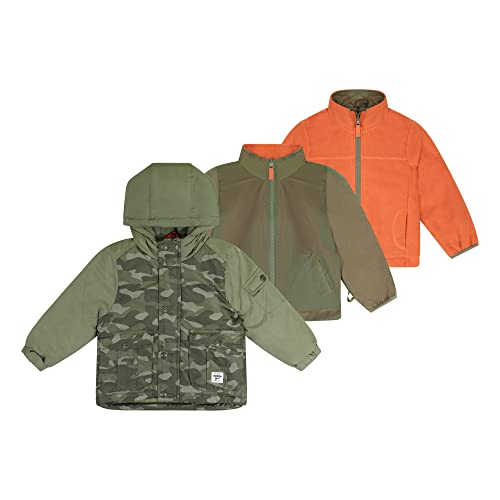 OshKosh B'Gosh boys 4-in-1 Heavyweight Systems Coat Jacket, Green Camo Orange, 2T US