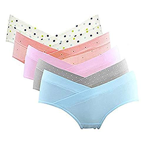 GIFTPOCKET Women's Under the Bump Maternity Panties Underwear, Pack of 5, Assorted Random Designs and Colors, XL
