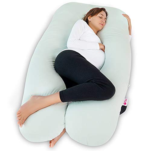 Meiz Pregnancy Pillow - U Shaped - Pregnancy Body Pillow - for Support Neck/Back/Legs with Body Pillow Cooling Jersey Cover, Green