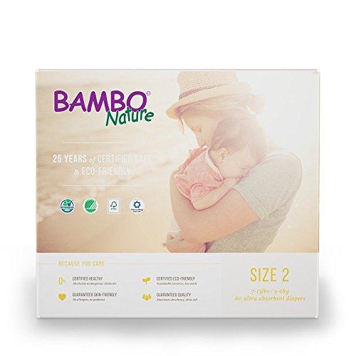 Bambo Nature Eco Friendly Baby Diapers Classic for Sensitive Skin, Size 2, 60 Count (2 Packs of 30)