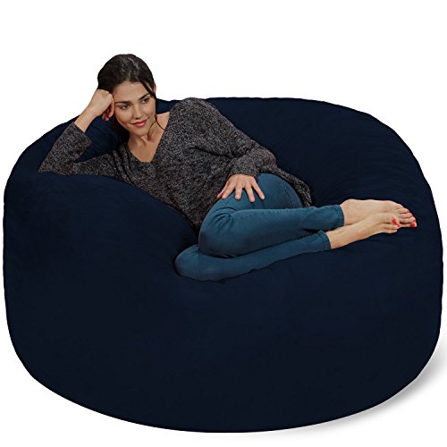 Chill Sack Bean Bag Chair: Giant 5' Memory Foam Furniture Bean Bag - Big Sofa with Soft Micro Fiber Cover - Navy