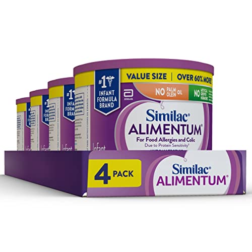 Similac Alimentum with 2'-FL HMO Hypoallergenic Infant Formula, for Food Allergies and Colic, Suitable for Lactose Sensitivity, Baby Formula Powder, 19.8-oz Can (Case of 4)