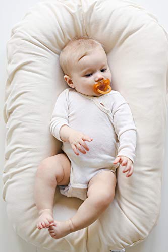Snuggle Me Organic | Baby Lounger & Infant Floor Seat with Cover | Newborn Essentials | Organic Cotton, Fiberfill | Natural