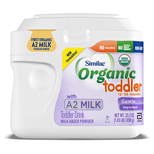 Similac First & Only USDA Organic Toddler Drink with A2 Milk, Gentle and Easy to Digest, Supports Brain and Eye Health Powder, 23.2 Oz (Pack of 6)