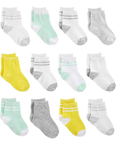 Simple Joys by Carter's Unisex Babies' Crew Socks, 12 Pairs, Multicolor/Solid Colors, 3-12 Months