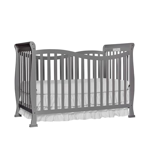 Dream On Me Violet 7-in-1 Convertible Life Style Crib in Steel Grey, Greenguard Gold Certified, 4 Mattress Height Settings, Made of Sustainable New Zealand Pinewood