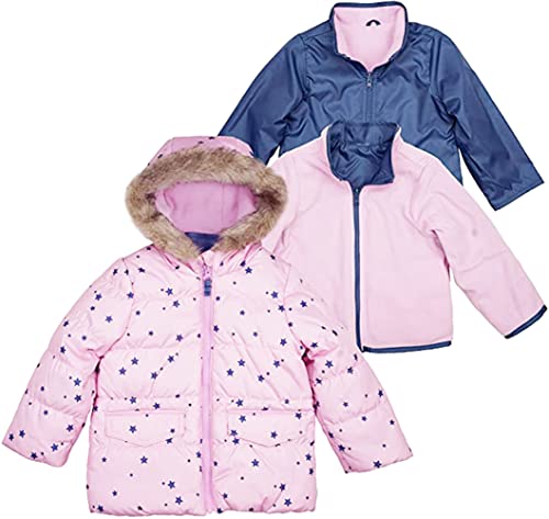 OshKosh B'Gosh Baby Girls' 4 in 1 Heavyweight Systems Jacket (7, Pink Star)