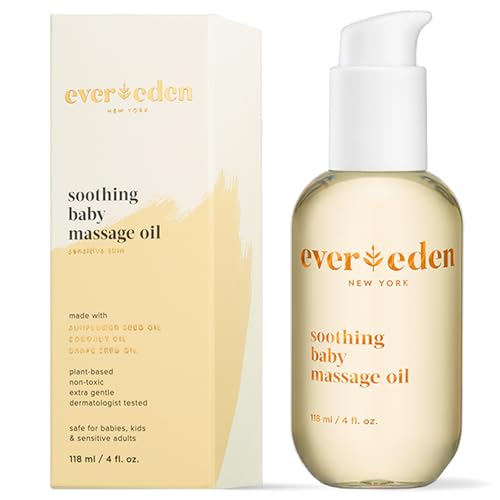 Evereden Soothing Baby Massage Oil 4 fl oz. | All Natural and Clean Baby Care | Non-toxic and Fragrance Free | Plant-based and Organic Ingredients