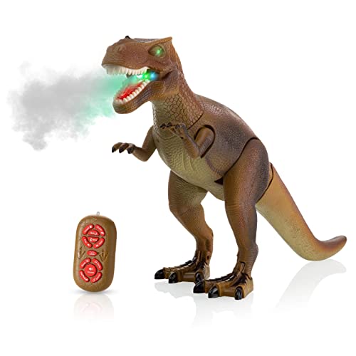 Advanced Play Dinosaur Trex Toy Realistic Walking Tyrannosaurus Rex Multifunction RC Trex Toy Figure with Roaring Spraying Function Good Dinosaur Toys for Boys Girls Ages 3 Plus