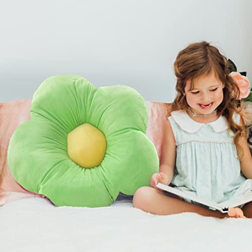Butterfly Craze Daisy Lounge Flower Pillow - Medium 20 Inches, Cozy & Stylish Floor Cushion, Perfect Seating Solution for Teens & Kids, Machine Washable Aesthetic Decor, Plush Microfiber, Green