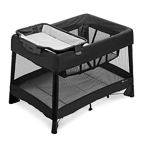 4moms Breeze Plus Portable Playard with Removable Bassinet and Baby Changing Station, Easy One-Handed Setup, from The Makers of The mamaRoo