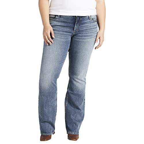 Silver Jeans Co. Women's Plus Size Elyse Mid Rise Slim Bootcut Jeans-Legacy, Med Wash EDB257, 20W x 35L
