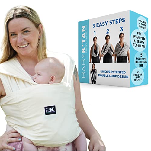 Organic Baby K'tan Baby Carrier 100% GOTS Certified Cotton: #1 Easy Pre-Wrapped 5 in 1 Baby Sling | Ready to Wear | Pillowy Soft Hands Free Infant Wrap | Newborn to Toddler up to 35lb (See Size Chart)