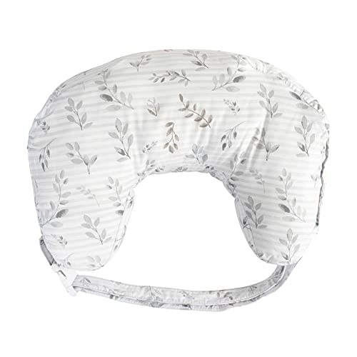 Boppy Nursing Pillow Best Latch, Gray Pennydot Leaf Stripe, Lactation Consultant Created, Firm Contoured and Plush Sides for Breastfeeding Options, Padded Belt, Plus Sized to Petite, Machine Washable