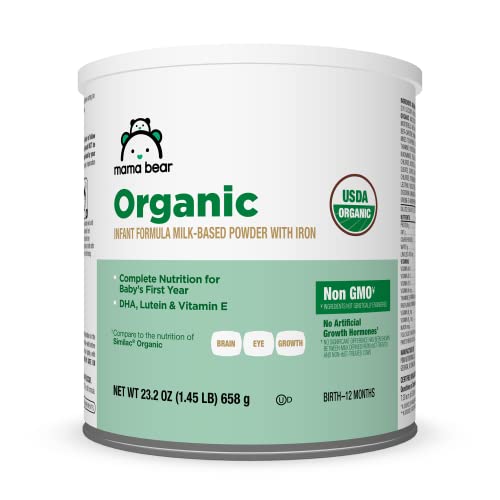 Mama Bear Organic Infant Formula Powder with Iron, Organic, Non-GMO Ingredients Plus DHA, Lutein and Vitamin E, 23.2 Ounce